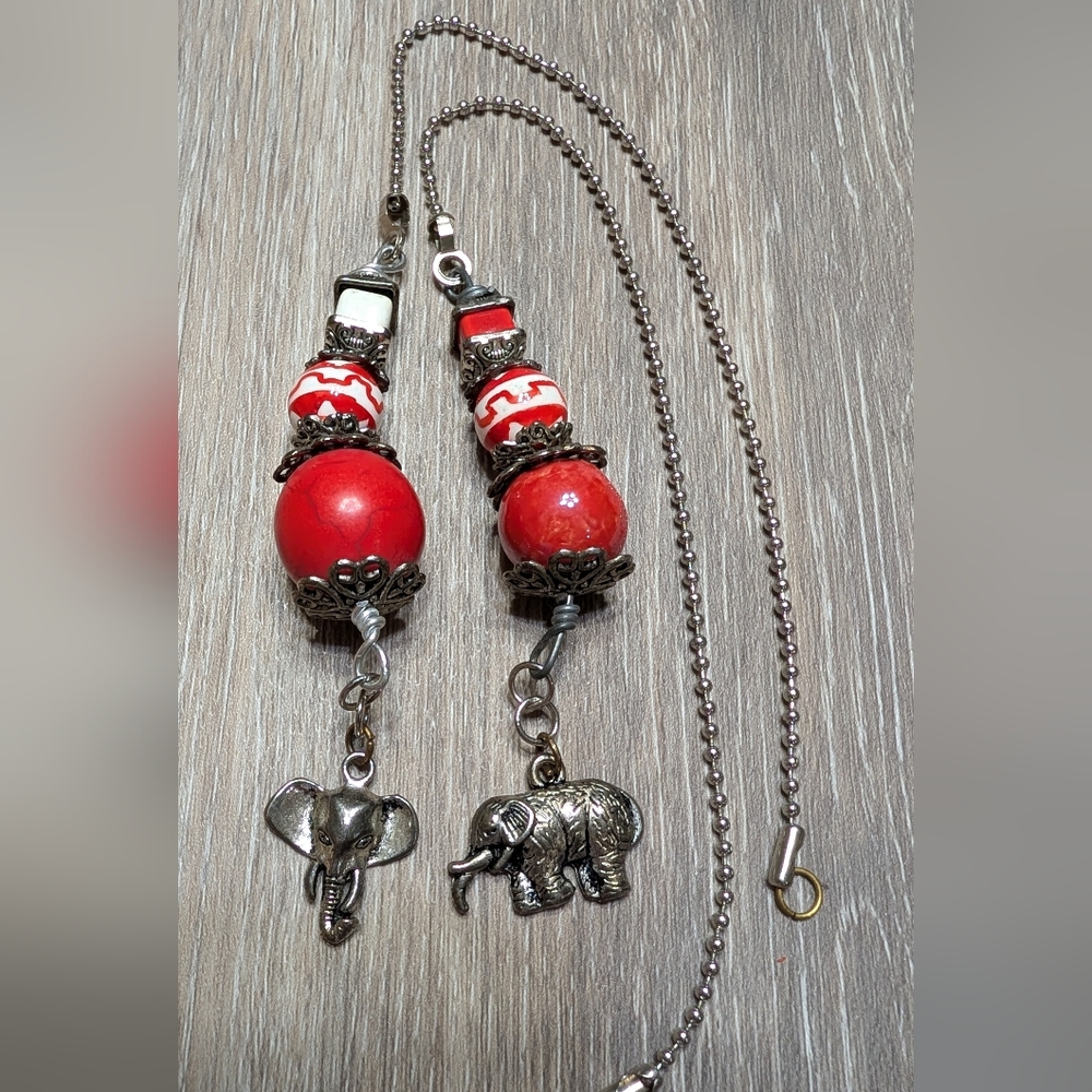 African Elephant Themed Beaded Pull Chains